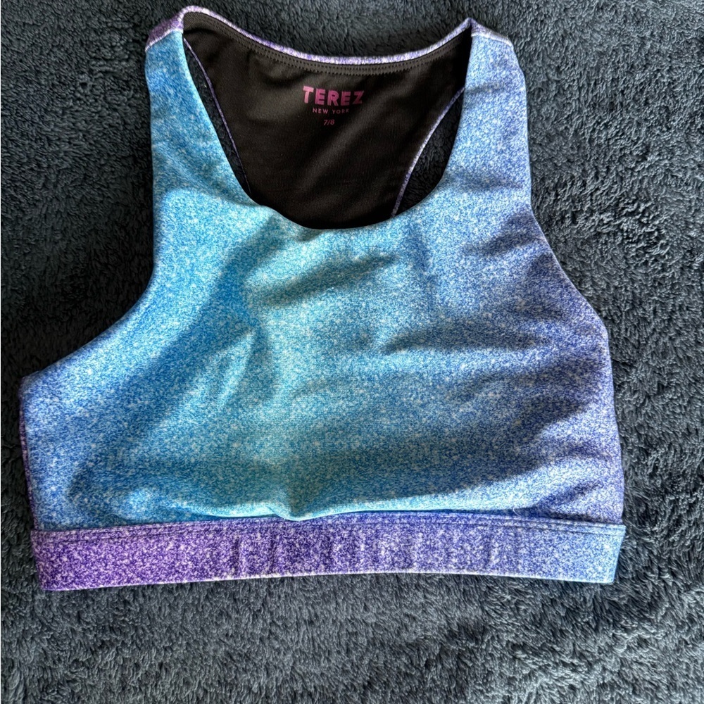 Terez kids sports bra size 7/8 in purple and blue